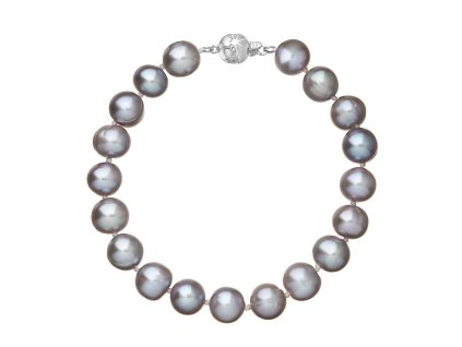 Perlový náramek z říčních perel se zapínáním z bílého 14 karátového zlata 823010.3/9266B grey