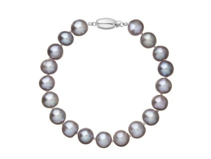 Perlový náramek z říčních perel se zapínáním z bílého 14 karátového zlata 823010.3/9271B grey