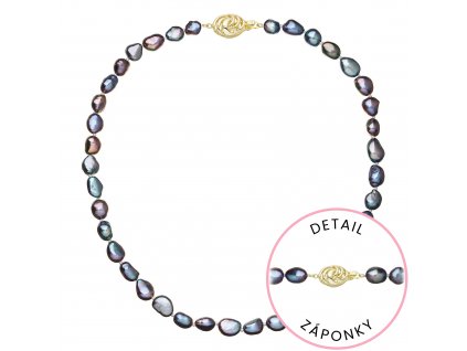 Perlový náhrdelník z říčních perel se zapínáním ze 14 karátového zlata 922027.3/9265A peacock