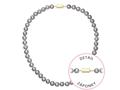 Perlový náhrdelník z říčních perel se zapínáním ze 14 karátového zlata 922028.3 grey (Záponky Zlatá 9264A)