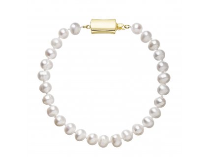 Perlový náramek z říčních perel se zapínáním ze 14 karátového zlata 923001.1/9267A bílý