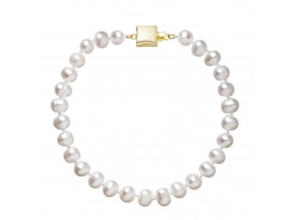 Perlový náramek z říčních perel se zapínáním ze 14 karátového zlata 923001.1/9268A bílý
