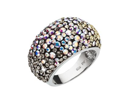 Stříbrný prsten s krystaly Swarovski mix barev měsíční 35028.3 moonlight (Velikost 51 (ø16,2 mm))