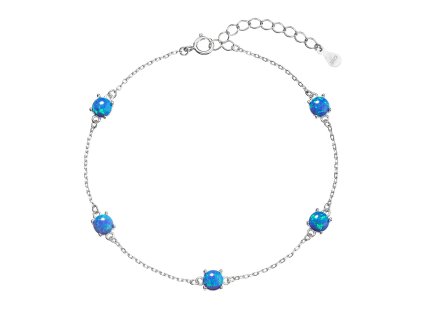 31286 stribrny naramek se syntetickymi opaly modry kulaty 13029 3 blue