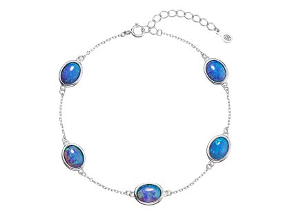 31292 stribrny naramek se syntetickymi opaly modry oval 13030 3 blue