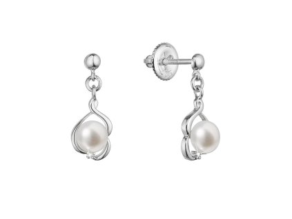 31739 zlate 14 karatove nausnice visaci bile zlato s ricni perlou a brilianty 81pb00057