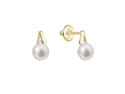 31799 zlate 14 karatove nausnice s ricni perlou a brilianty 91pb00036