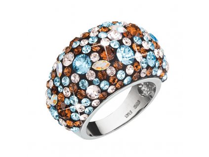 Stříbrný prsten s krystaly modrý 35028.3