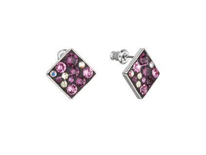 18458 nausnice bizuterie se swarovski krystaly fialove kosoctverec 51032 3 amethyst