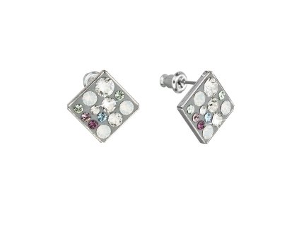 18461 nausnice bizuterie se swarovski krystaly mix barev bila zelena fialova kosoctverec 51032 3 antique