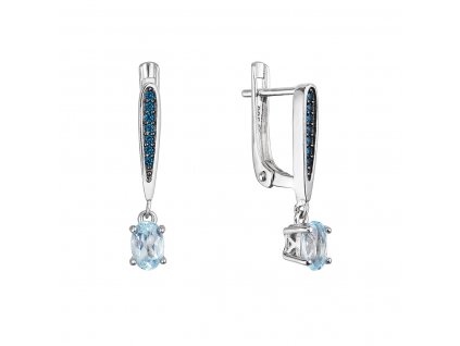 Stříbrné náušnice luxusní s pravými kameny modré 11487.3 london nano, sky topaz