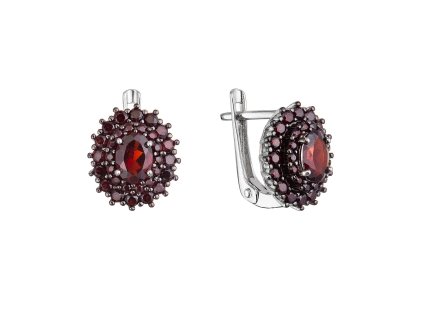 31991 stribrne nausnice bohate osazene rudymi pravymi kameny 11497 3 garnet