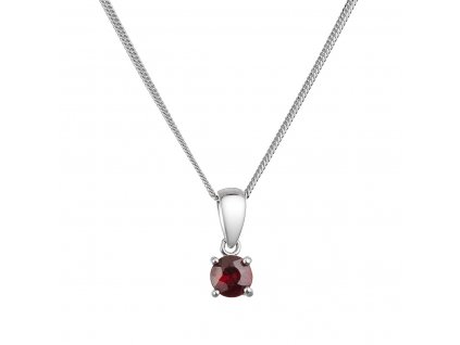 Stříbrný náhrdelník s rudým pravým kamenem 12078.3 garnet
