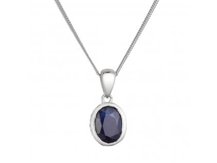 Stříbrný náhrdelník s pravým kamenem temně modrý 12087.3 dark sapphire