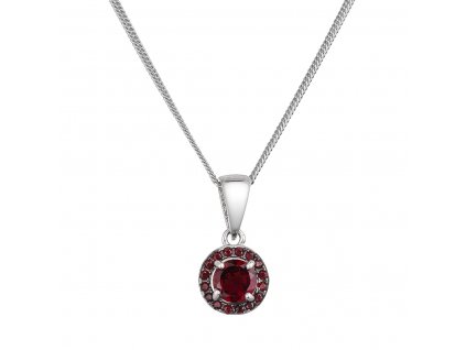Stříbrný náhrdelník luxusní s pravými kameny rudý 12088.3 garnet