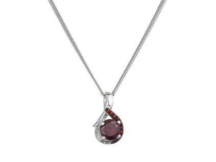 Stříbrný náhrdelník luxusní s pravými kameny rudá slza 12089.3 garnet