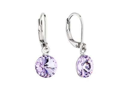 Náušnice bižuterie visací s krystalem Swarovski fialové kulaté 51080.3 violet