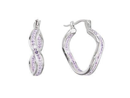 27848 stribrne nausnice vlnkove kruhy s krystaly preciosa fialova 31219 3 violet