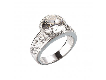 Stříbrný prsten s krystaly bílý 35809.1