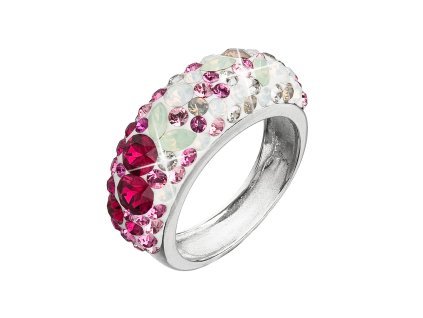Stříbrný prsten s krystaly Swarovski mix barev červená 35031.3 sweet love (Velikost 52 (ø16,6 mm))