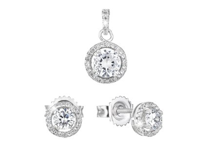 25211 sada sperku se zirkonem nausnice a privesek bile kulate 19026 1