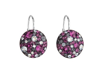 25763 stribrne nausnice visaci s krystaly swarovski fialove kulate 31176 3 dark amethyst