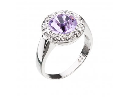Stříbrný prsten s krystaly Swarovski fialový kulatý 35026.3