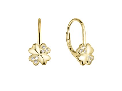 32282 pozlacene stribrne nausnice ctyrlistky se zirkony 11502 1 crystal