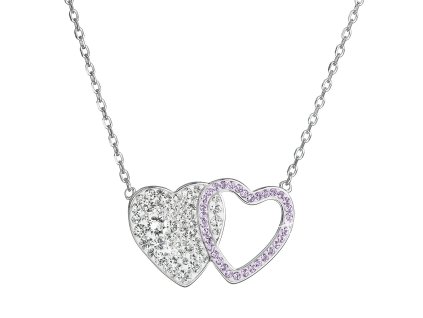 26861 stribrny nahrdelnik dvojite srdce se swarovski krystaly 32079 3 violet