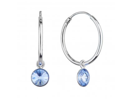 Stříbrné náušnice kruhy s modrým Swarovski krystalem 31309.3 lt. sapphire