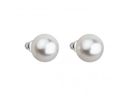Náušnice bižuterie s perlou bílé kulaté 71070.1