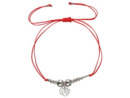 32450 textilni naramek cerveny stribrne kulicky 13040 3 red
