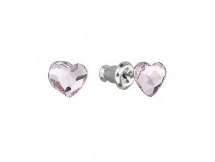 Náušnice bižuterie se Swarovski krystaly růžová srdce 51050.3 rose