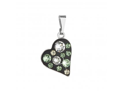 Přívěsek bižuterie se Swarovski krystaly zelené srdce 54027.3 jet green
