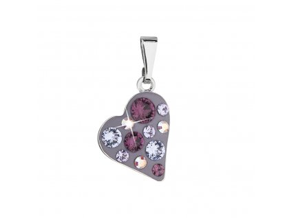 Přívěsek bižuterie se Swarovski krystaly fialové srdce 54027.3 plum