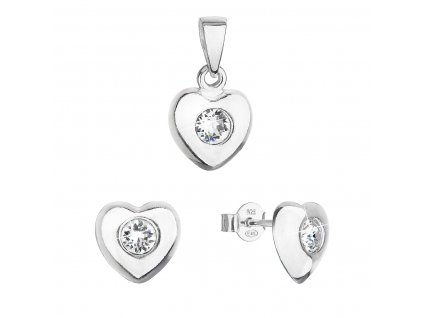 Sada šperků s krystaly Swarovski náušnice a přívěsek bílé srdce 39176.1