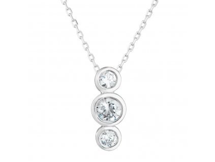 Stříbrný náhrdelník se třemi zirkony v bílé barvě 882009.1