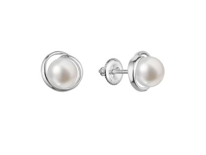 31592 zlate 14 karatove nausnice pecky bile zlato s bilou ricni perlou 81p00040