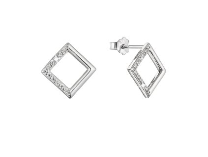 32555 stribrne nausnice kosoctverecky se zirkony 11527 1 crystal
