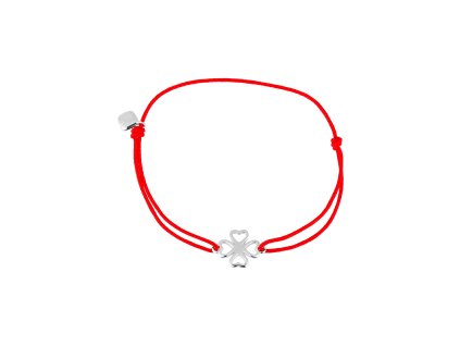 32963 textilni naramek cerveny se stribrnym ctyrlistkem 13054 3 red