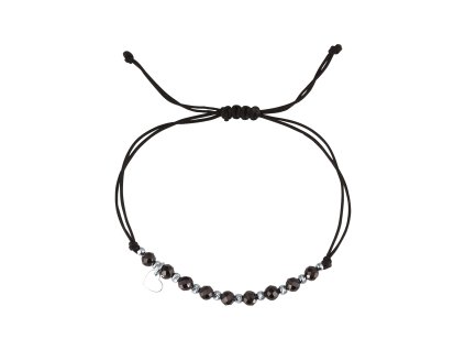 33056 textilni naramek cerny s koralky ze spinelu 13059 3 spinel