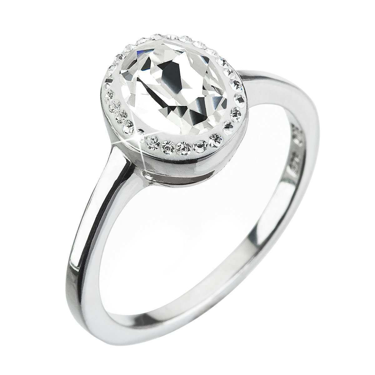 Stříbrný prsten s krystaly Swarovski bílý 35038.1 krystal