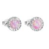27512 stribrne nausnice pecky se syntetickym opalem a preciosa krystaly ruzove kulate 31217 1 lt rose