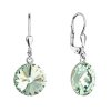 Stříbrné náušnice visací s krystaly Swarovski zelené kulaté 71144.3 chrysolite