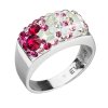 Stříbrný prsten s krystaly Swarovski mix barev červené 35014.3 sweet love