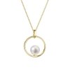 31676 zlaty 14 karatovy nahrdelnik zlute zlato s bilou ricni perlou 92p00041