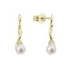 31835 zlate 14 karatove nausnice visaci s ricni perlou a brilianty 91pb00055