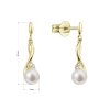 31835 2 zlate 14 karatove nausnice visaci s ricni perlou a brilianty 91pb00055