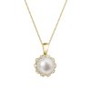31859 zlaty 14 karatovy nahrdelnik kyticka s bilou ricni perlou a brilianty 92pb00036