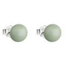 Stříbrné náušnice pecka s perlou Swarovski zelené kulaté 31142.3 pastel green